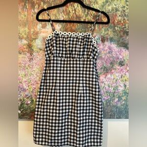 Forever 21 Black and White Checkered Dress with Floral Detail